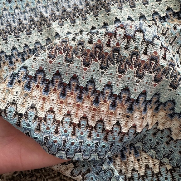 Flared Multicolor Knit Pants Blue Navy Cream Boho Summer Lounge Pants Only - Picture 7 of 7